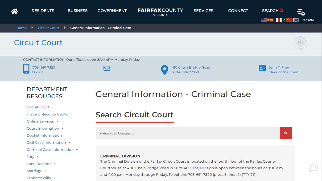 General Information - Criminal Case | Circuit Court